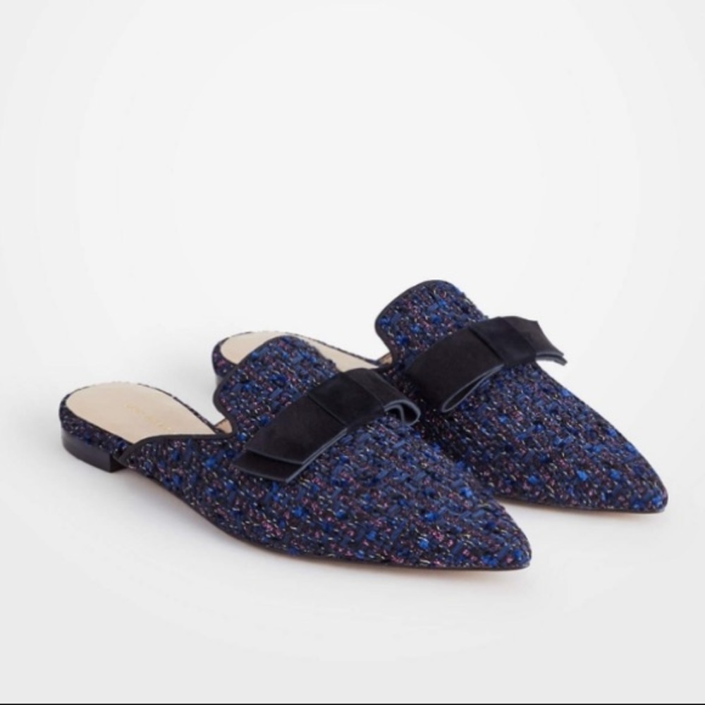 Ann Taylor Metallic Tweed Bow Flats